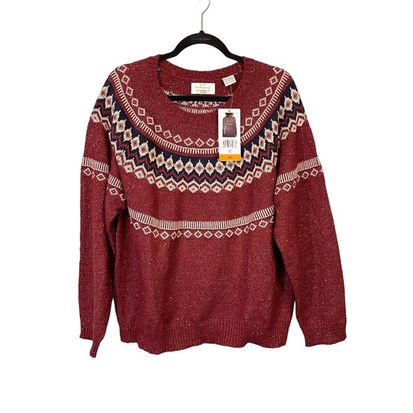 Weatherproof Vintage Women's Red Fairisle Pullover Sweater Plus Size XXL NWT - Picture 1 of 9